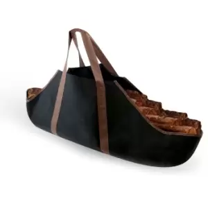 Image of Maison&white - Canvas Log & Firewood Carrier Bag M&W - Black and Brown