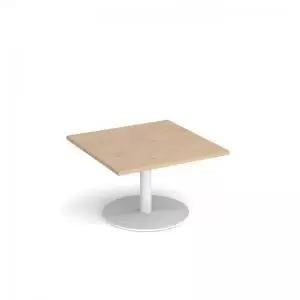 Image of Monza square coffee table with flat round white base 800mm - kendal