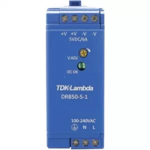 Image of TDK-Lambda DRB-50-5-1 Rail mounted PSU (DIN) 5 V DC 2.5 A 30 W 1 x