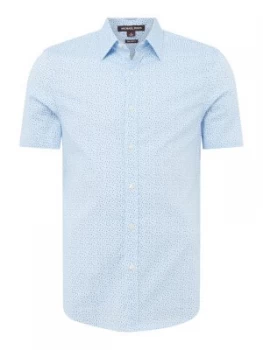 Image of Mens Michael Kors Stripe Geo Stretch Shirt Blue