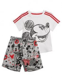 Image of Adidas Infant Mickey Mouse Summer Set - White/Grey