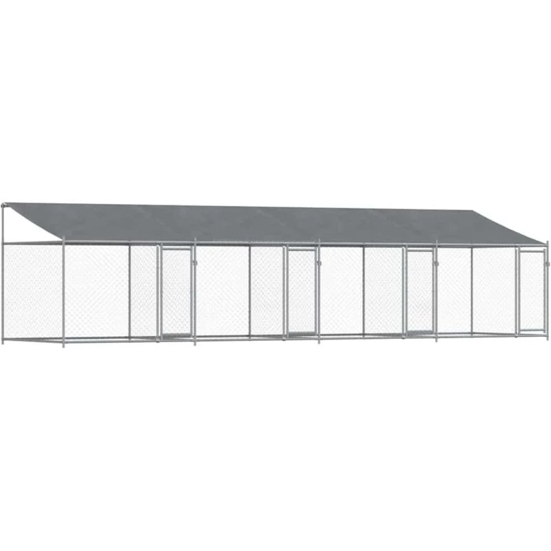 Image of VIDAXL Dog Cage with Roof and Doors Grey 8x2x2 m Galvanised Steel Vidaxl 3209565