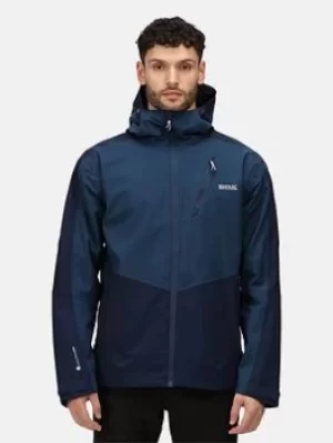 Image of Regatta Highton Stretch Waterproof Hooded Shell Jacket, Blue, Size L, Men