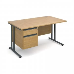 Image of Maestro 25 GL Straight Desk With 2 Drawer Pedestal 1400mm - Graphite c