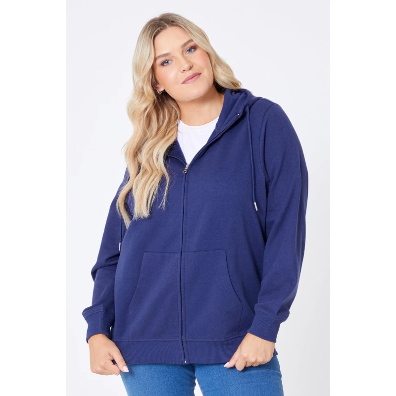 Image of Be You Basic Zip Through Hoodie - Blue Blue 12
