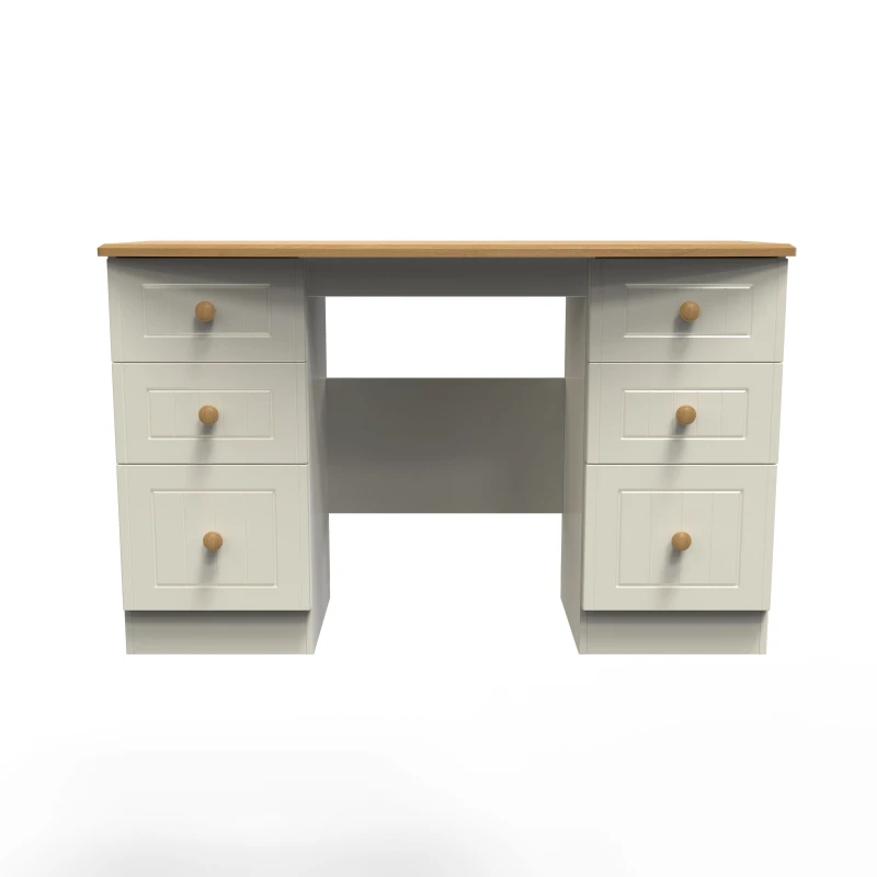 Image of Ready Assembled 2 U Lancaster 6 Drawer Kneehole Desk (Ready Assembled) in Cream Cream Unisex