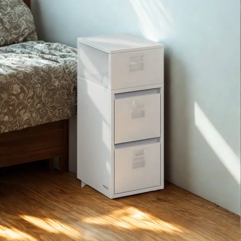 Image of Pirlo Plush Square Bedside Nighstand Side Table With 2 Drawers & Shelf in White White Unisex