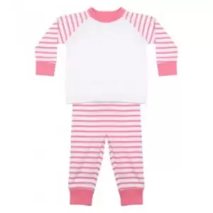 Image of Larkwood Baby Boys/Girls Striped Pyjamas (0-6 Months) (Pale Pink/White)