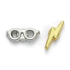 Image of Harry Potter Lightning Bolt and Glasses Stud Earrings