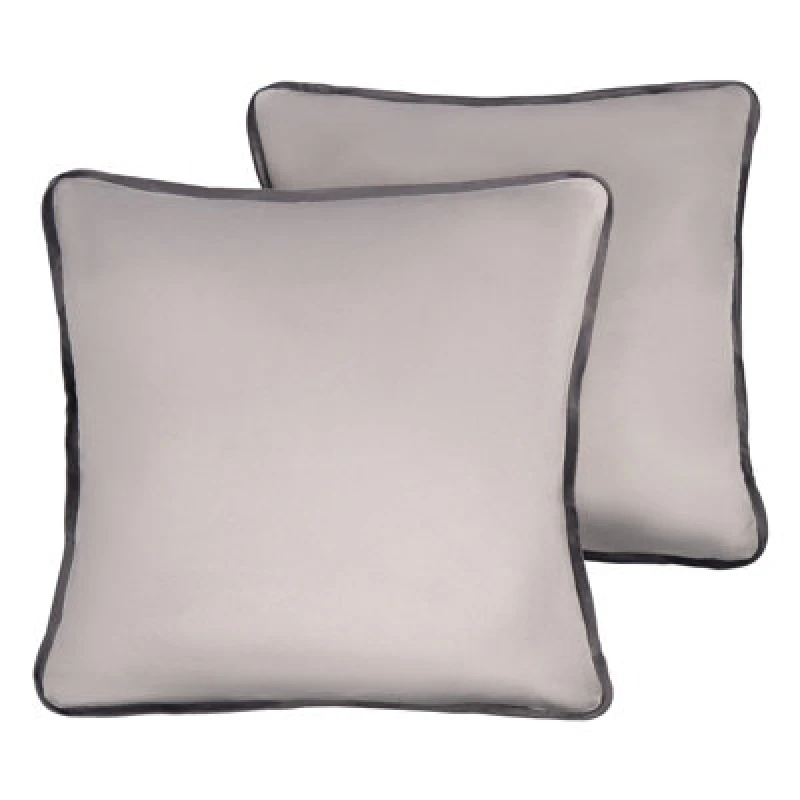 Image of OHS OHS 2 Pack Matte Velvet Piped Cushion Covers Home Decor Set in Light Grey Size: 45cm x 45cm Light Grey 45cm x 45cm Unisex 5027434205820