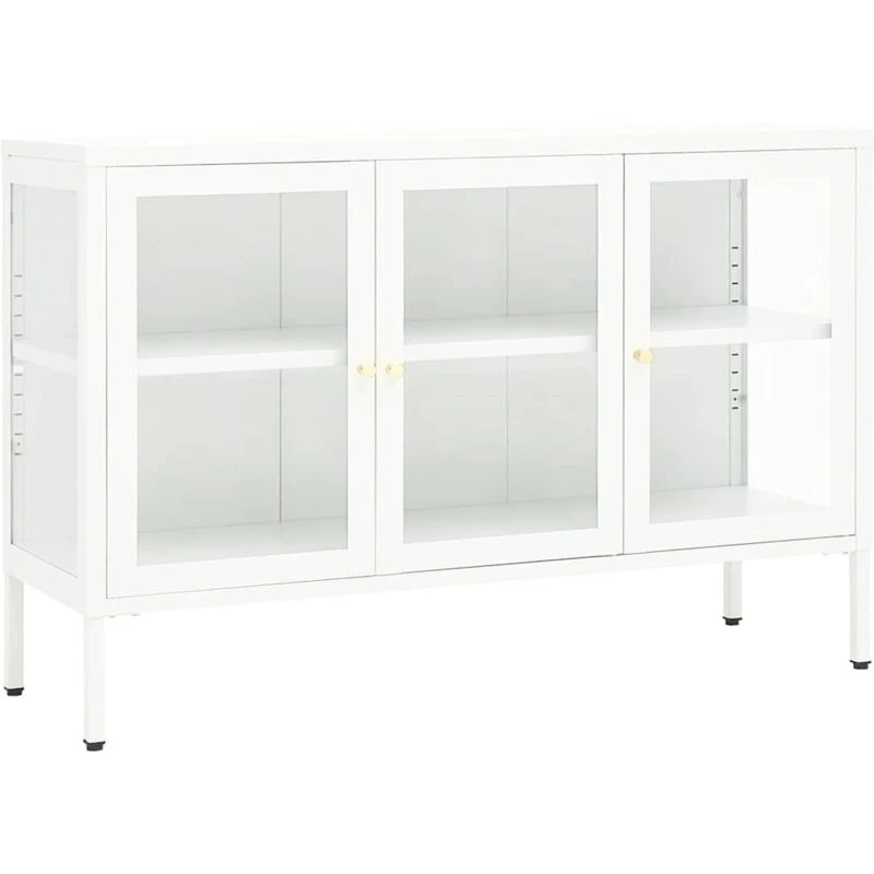 Image of VIDAXL vidaXL Sideboard White 105x35x70cm Steel and Glass 8720286564332