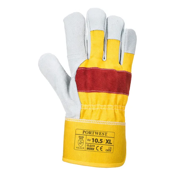 Image of Portwest Classic Chrome Rigger Gloves A219YREXL Colour: Yellow / Red
