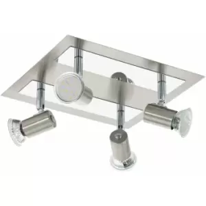 Image of Flush Ceiling Light Colour Satin Nickel Chrome Shade Bulb GU10 4x5W Included