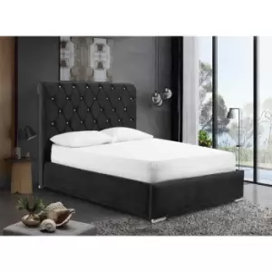 Image of Meripa Bed King Plush Velvet Black