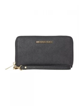 Image of Michael Kors Jetset Black Multifunction ziparound purse Black