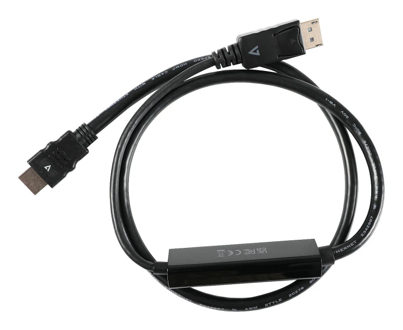Image of V7 V7 DisplayPort 1.4 to HDMI (4K/60Hz) cable 1M/3.3ft Black V7DP14HDMI21-1M-BLK