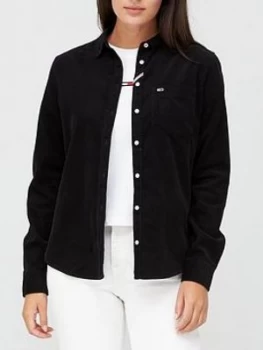 Image of Tommy Jeans Regular Fit Cord Shirt - Black