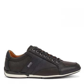Image of Hugo Boss Saturn Grain Leather Trainers Black Men