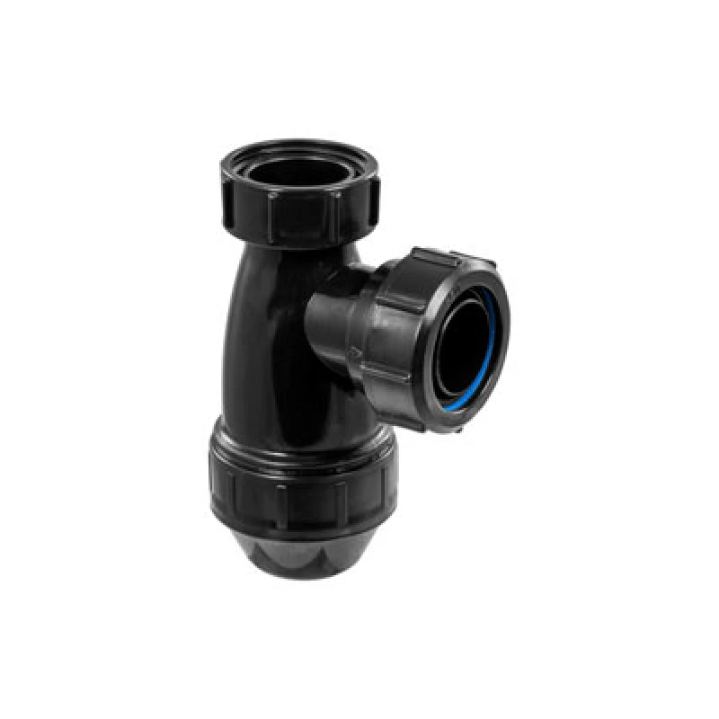 Image of Mcalpine E10-Bl Black 1.25" Shallow Bottle Trap For Basins - Stylish And Efficient Drainage Solution