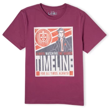 Image of Marvel Timeline Mens T-Shirt - Burgundy - S