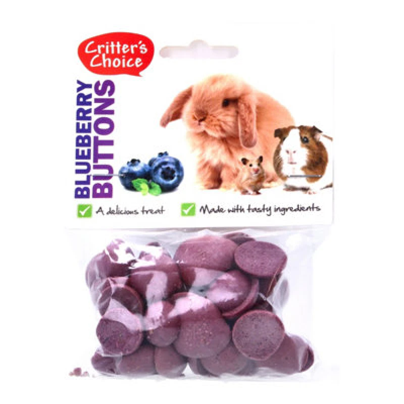 Image of Critters Choice Critter's Choice Blueberry Buttons 40G - Delicious Treats For Small Animals In A Vibrant Blue Color