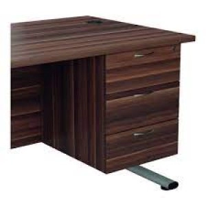 Image of Jemini Dark Walnut 3 Drawer Fixed Pedestal TESHP3DW