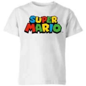 Image of Nintendo Super Mario Colour Logo Kid's T-Shirt - White - 3-4 Years
