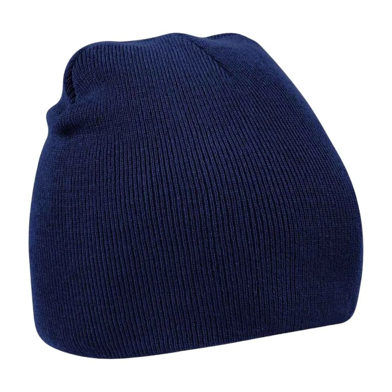Image of Beechfield Beechfield Men Plain Basic Knitted Winter Beanie Hat in Navy Navy One Size Male 5063425398744