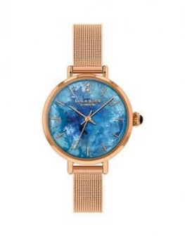 Image of Lola Rose Lola Rose Blue Opal Diamond Dial Rose Gold Stainless Steel Mesh Strap Ladies Watch