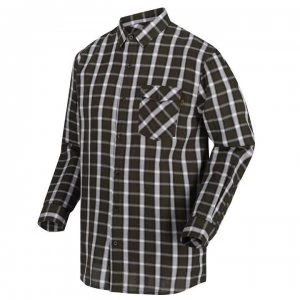 Image of Regatta Lonan Long Sleeve Check Shirt - Dark Khaki