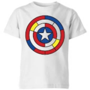 Image of Marvel Captain America Stained Glass Shield Kids T-Shirt - White - 5-6 Years