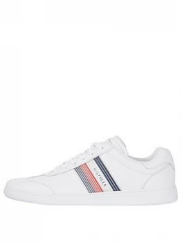 Image of Tommy Hilfiger Core Corporate Leather Cupsole Trainers - White, Size 41, Men