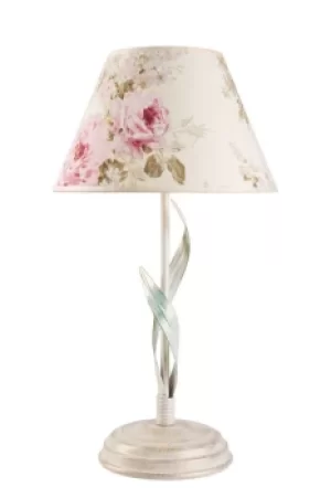 Image of Aleksis Table Lamp With Shade With Fabric Shade, White, 1x E27