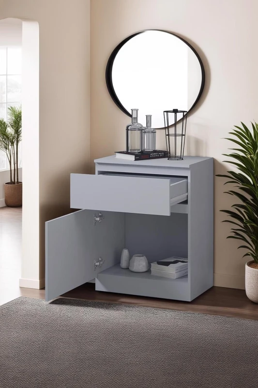 Image of FWStyle FWStyle 1 Door 1 Drawer Matt Grey Multi Storage Unit Grey One Size Unisex 5056413124210