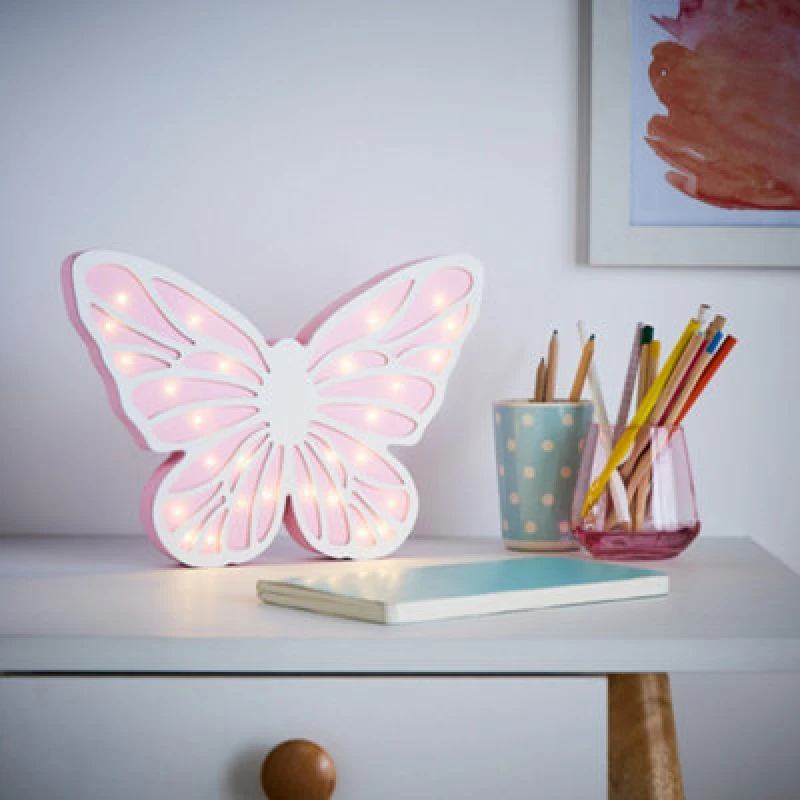 Image of Litecraft White Butterfly Glow Kids LED Table Lamp