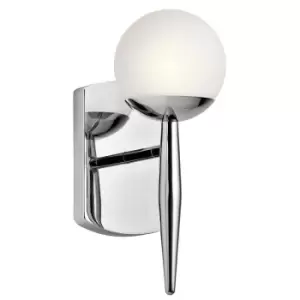 Image of Ip44 Wall Light Satin Etched Cased Opal Globes Polished Chrome LED G9 3.5W