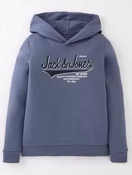 Image of Jack & Jones Junior Boys Two Colour Logo Sweat Hoodie - Blue, Flintstone, Size 8 Years