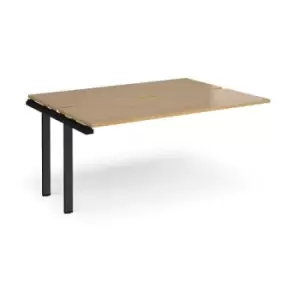 Image of Bench Desk Add On Rectangular Desk 1600mm With Sliding Tops Oak Tops With Black Frames 1200mm Depth Adapt