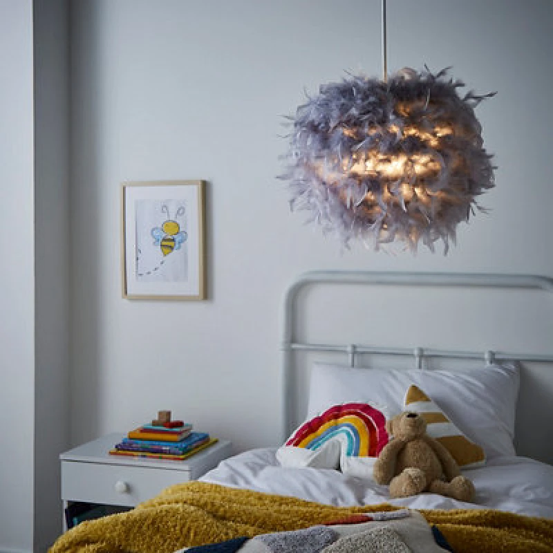 Image of BHS Lighting Glow Feather Easy Fit Light Shade Grey