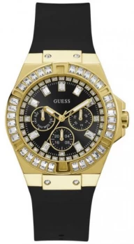 Image of Guess Venus Womens Black Silicone Strap Black Dial Watch