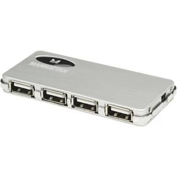 Image of Manhattan Hi speed 4 Ports USB 2.0 Hub With AC Power Silver