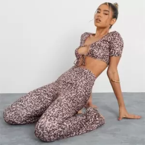 Image of I Saw It First Leopard Print Keyhole Crop Top - Brown