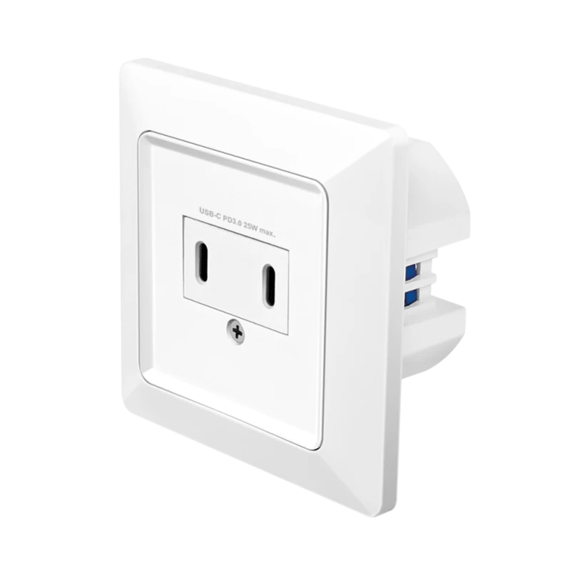 Image of LogiLink Wall outlet with 2-port USB-C charger. 25W PD