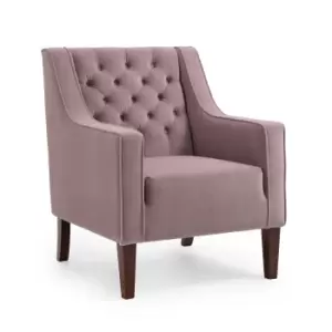 Image of Leah Velvet Chesterfield Armchair Blush