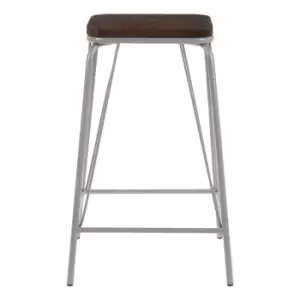 Image of Elm Wood Stool with Metal Legs