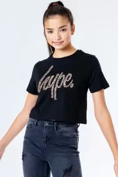 Image of HYPE GLITTER SCRIPT KIDS CROP T-SHIRT