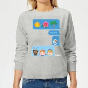 Image of Disney Frozen I Love Heat Emoji Womens Sweatshirt - Grey - M