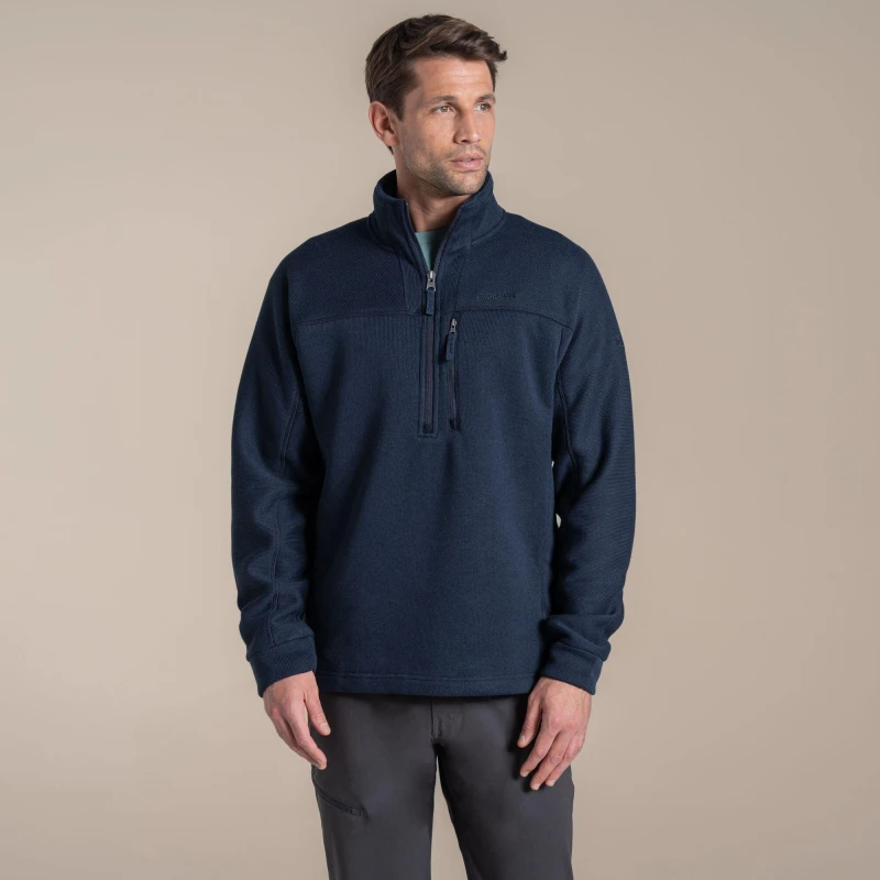 Image of Craghoppers Craghoppers Men Torney Half-Zip Knit-Look Insulating Active Fleece in Grey Size: Small Grey S Male 5063260131285