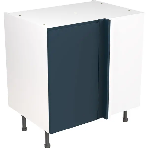 Image of Kitchen Kit Flatpack J-Pull Kitchen Cabinet Base Blind Corner Unit Ultra Matt 800mm in Indigo Blue MFC