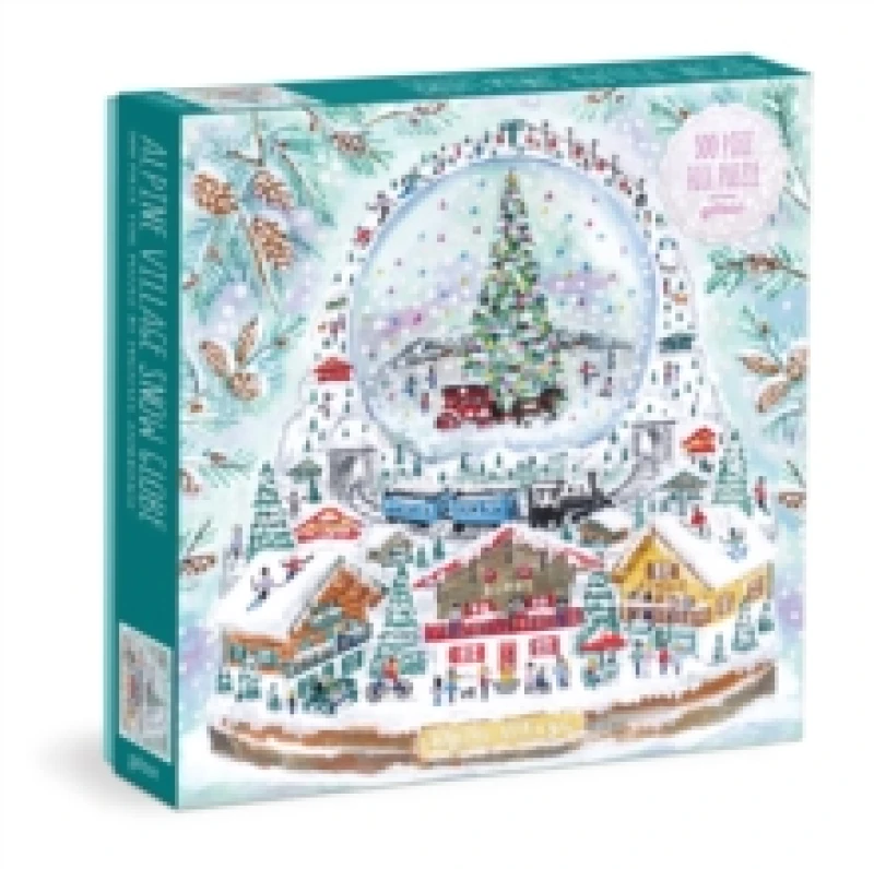Image of Michael Storrings Alpine Village Snowglobe 500 Piece Foil Puzzle Jigsaw